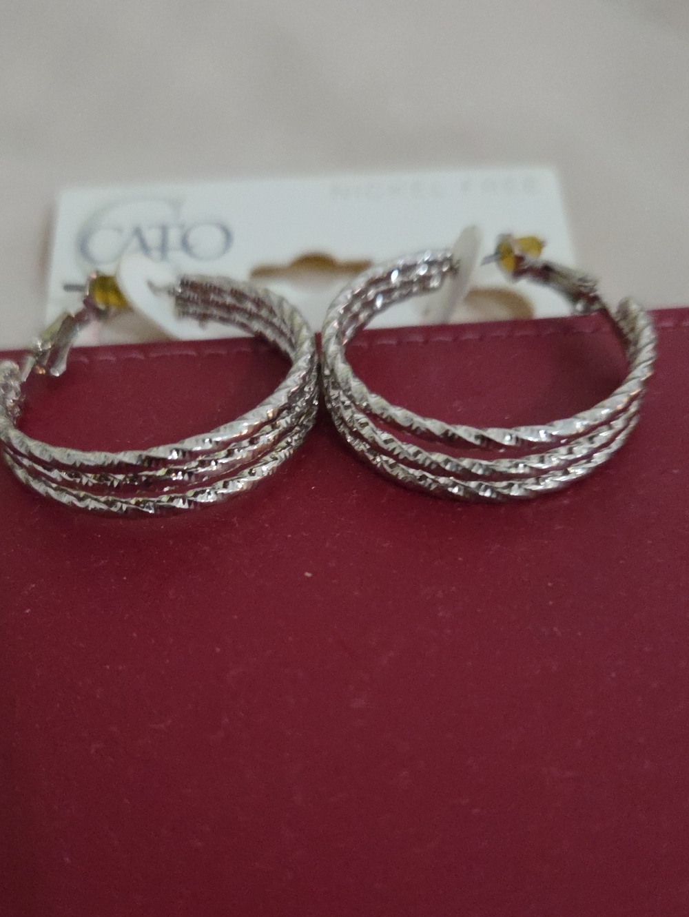 Cato Silver-Tone Textured Multi-Band Hoop Earrings - Silver
